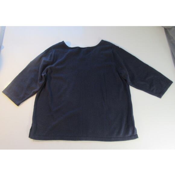 Linea by Louis Dell'Olio Embroidered Sweater 3/4 Sleeve Womens 1XL Navy White - Picture 6 of 8